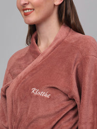 KLOTTHE Rust Woolen Shawl Collar Bath Robe With Belt