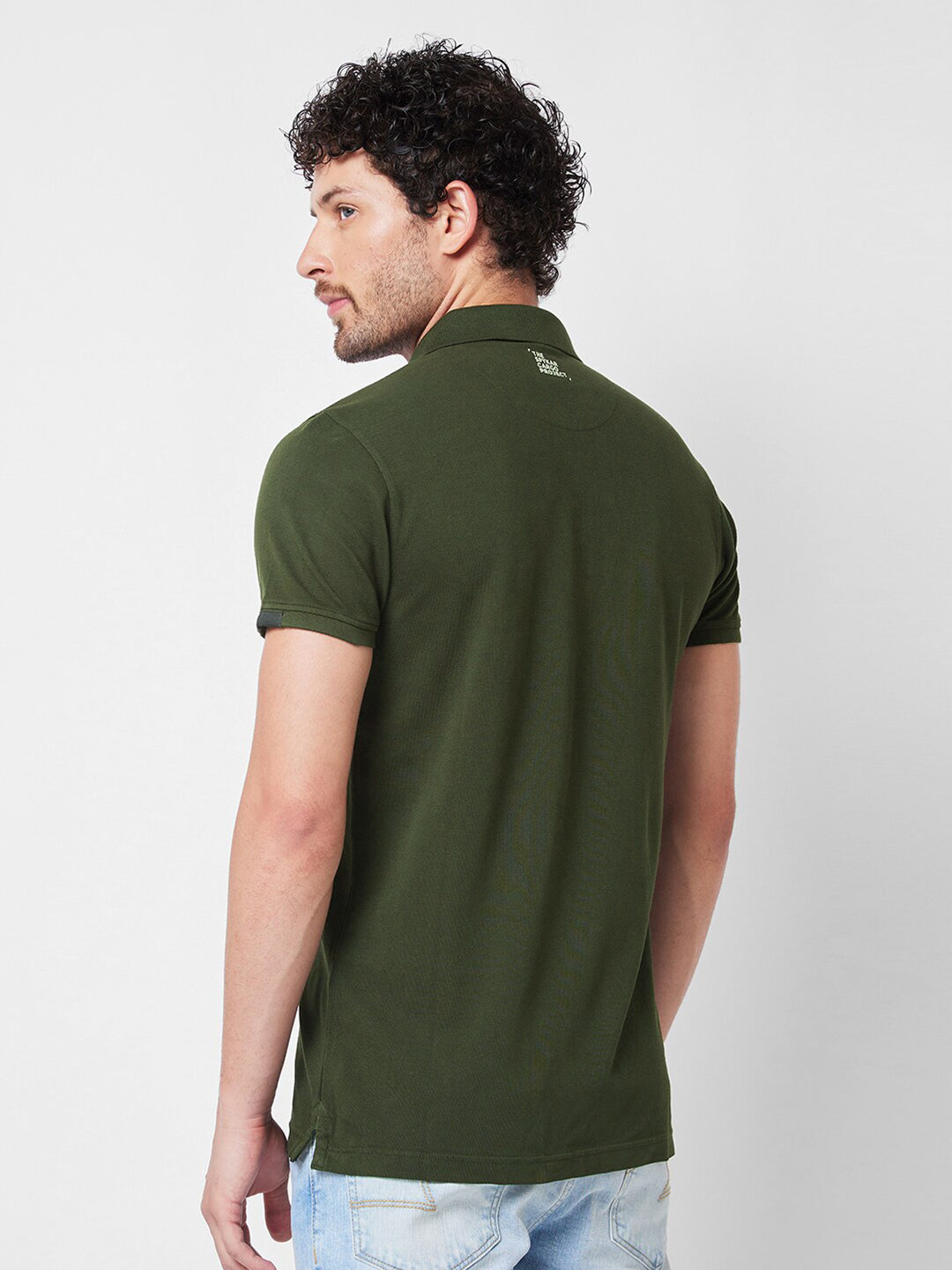 SPYKAR Typography Printed Polo Collar Short Sleeves Slim Fit Cotton T-shirt