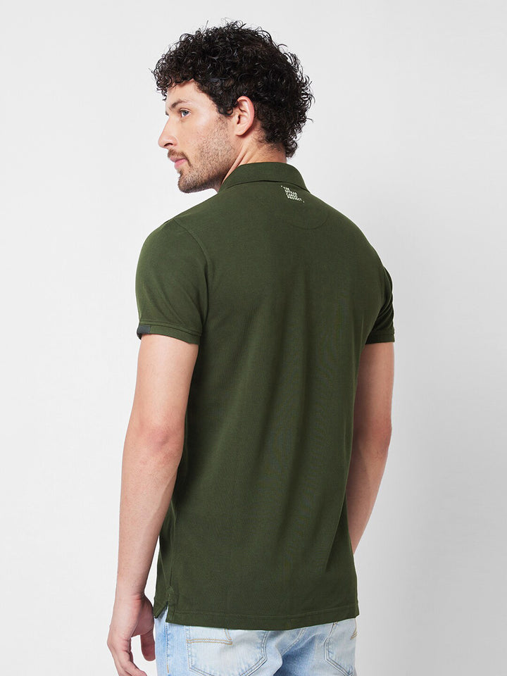 SPYKAR Typography Printed Polo Collar Short Sleeves Slim Fit Cotton T-shirt