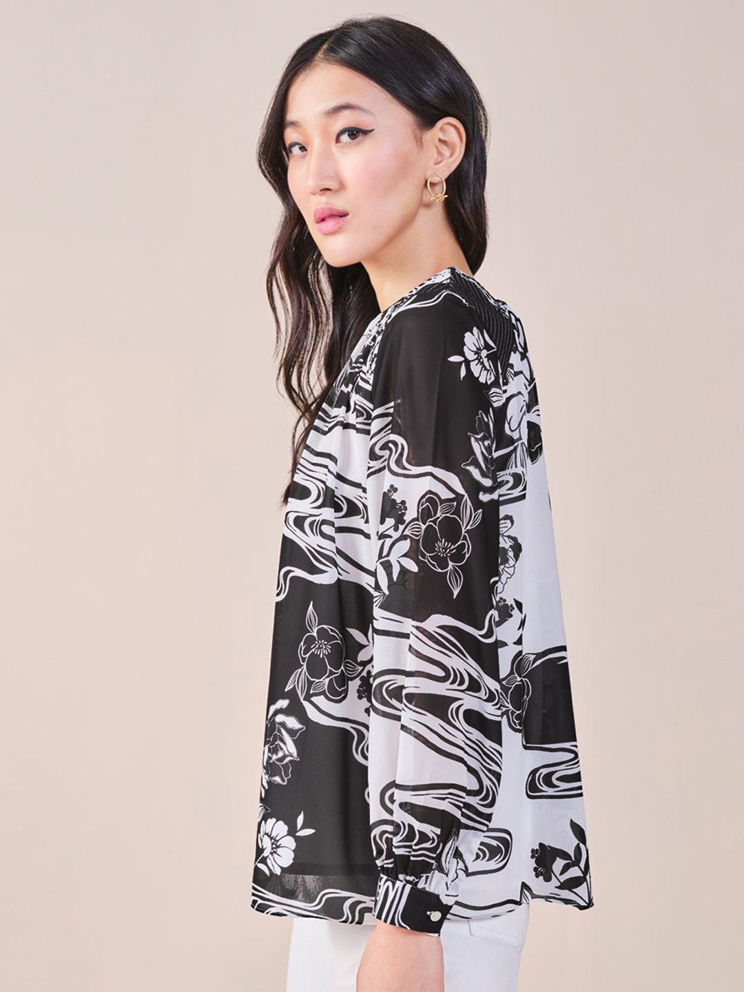 AND Women Abstract Print High Neck Sleeveless Top