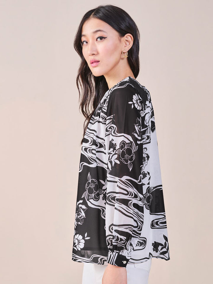 AND Women Abstract Print High Neck Sleeveless Top