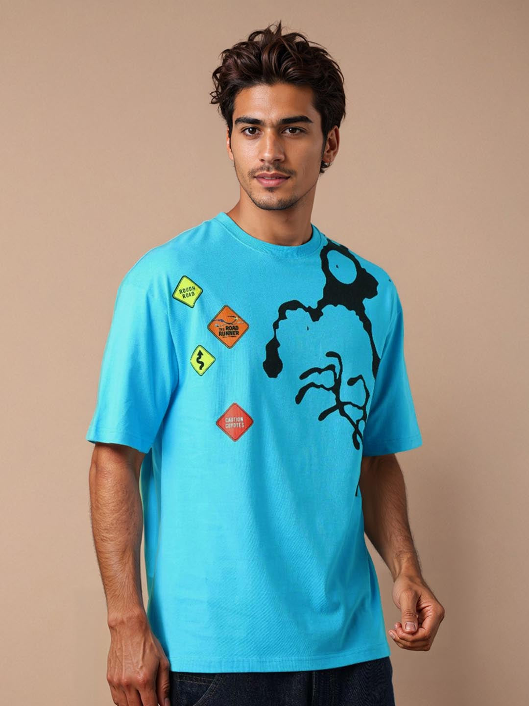 The Indian Garage Co Men Looney Tunes Graphic Printed Round Neck Cotton T-shirt