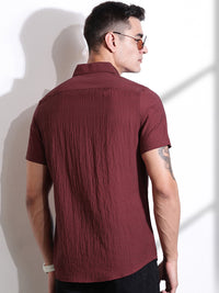 Thomas Scott Men Smart Slim Fit Spread Collar Textured Casual Shirt