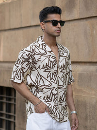 Powerlook Men Cuban Collar Textured Casual Shirt