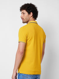 SPYKAR Polo Collar Short Sleeves Floral Print Cotton Slim Fit T-shirt