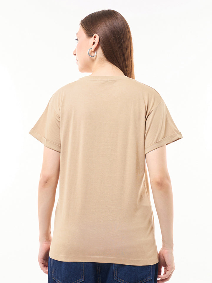 Bewakoof Women Graphic Printed Round Neck Pure Cotton Relaxed Fit T-shirt