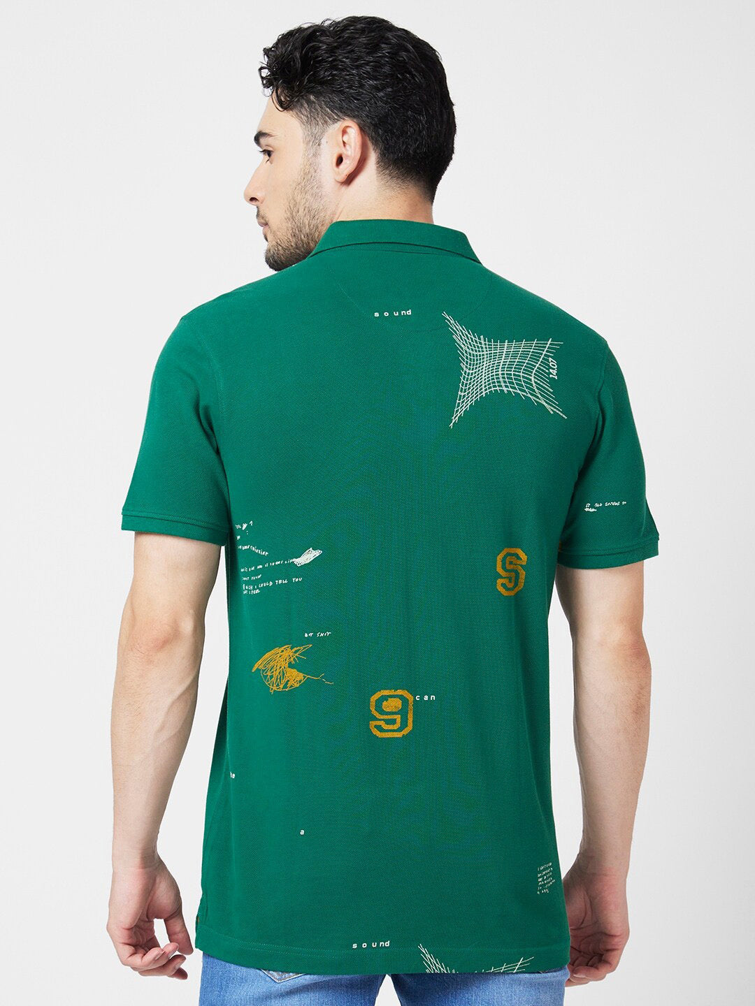 SPYKAR Conversational Printed Polo Collar Slim Fit Cotton T-shirt