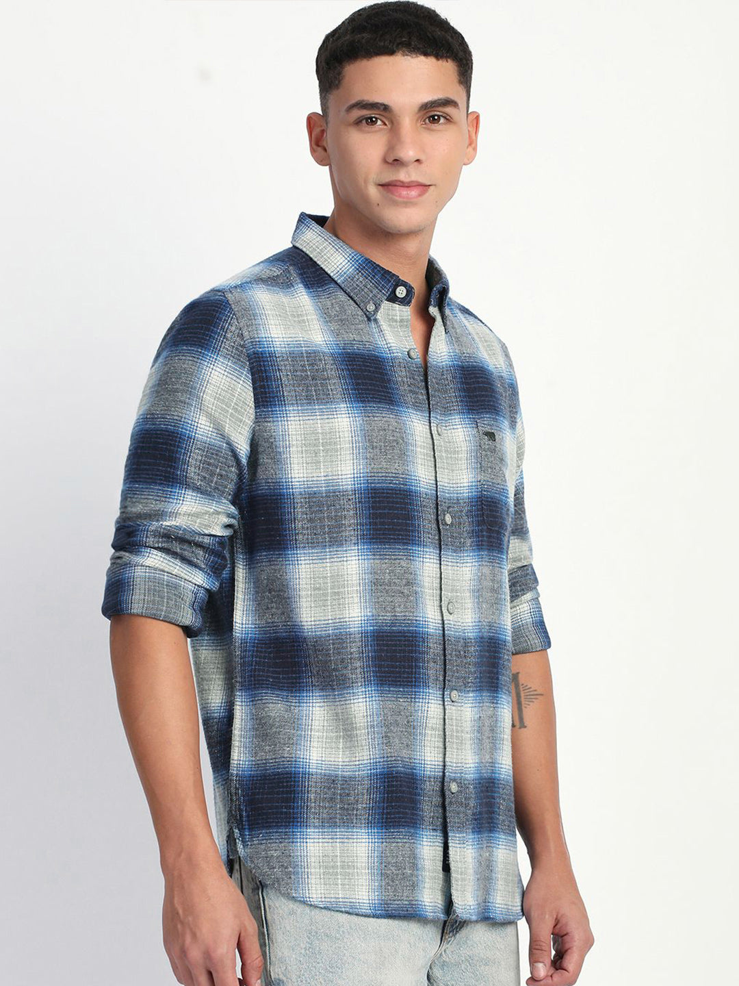 THE BEAR HOUSE Men Slim Fit Tartan Checks Opaque Checked Casual Shirt