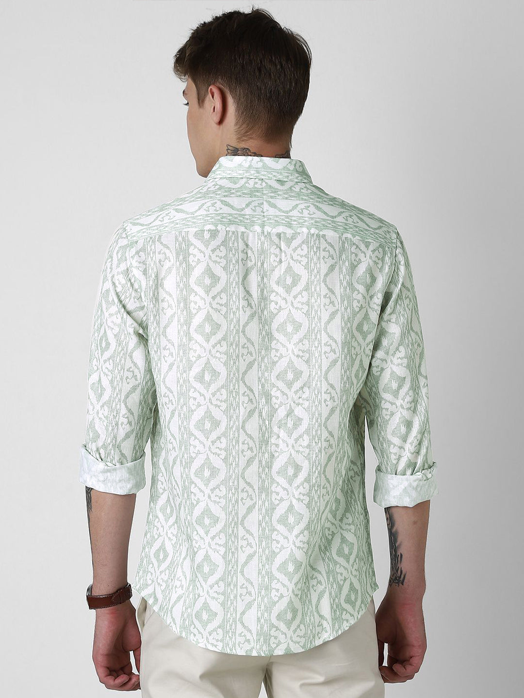 VASTRADO Men Classic Slim Fit Opaque Printed Pure Cotton Casual Shirt