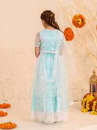 pspeaches Girls Embroidered Thread Work Ready to Wear Lehenga & Blouse With Dupatta