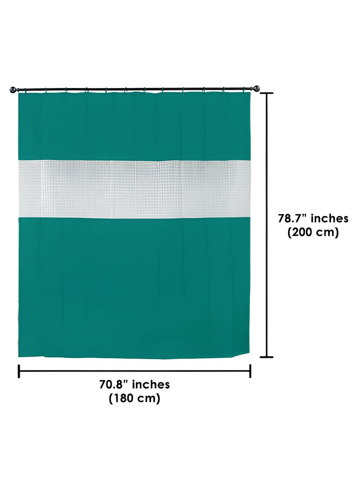 Story@home Green & White Waterproof Shower Curtains