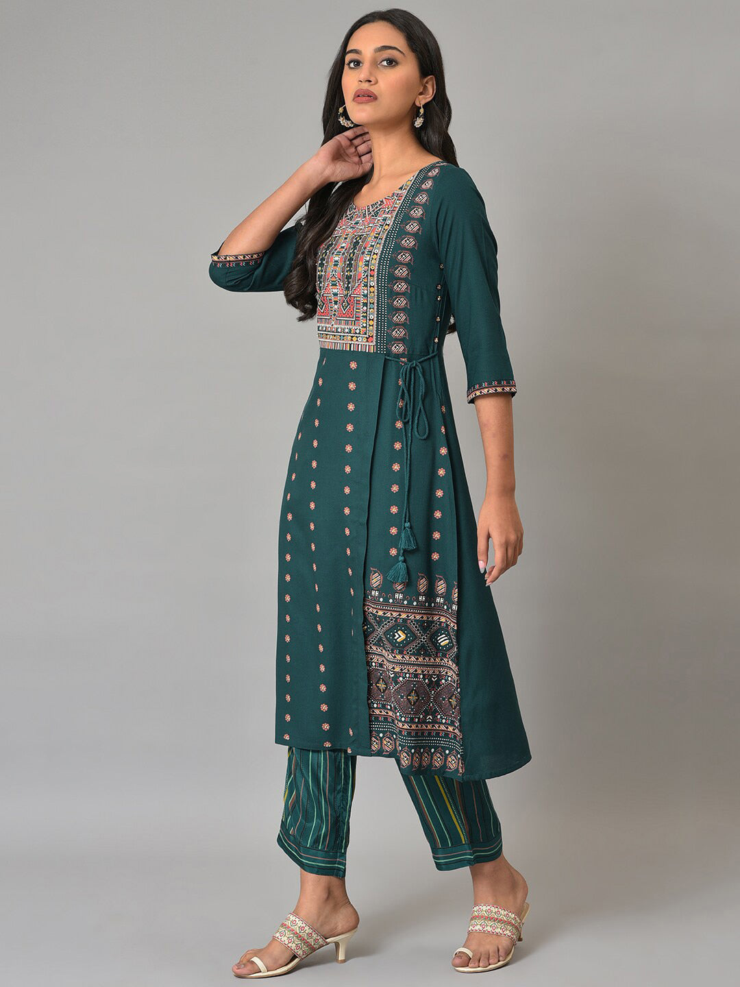 W Women Ethnic Motifs Printed Layered Kurta