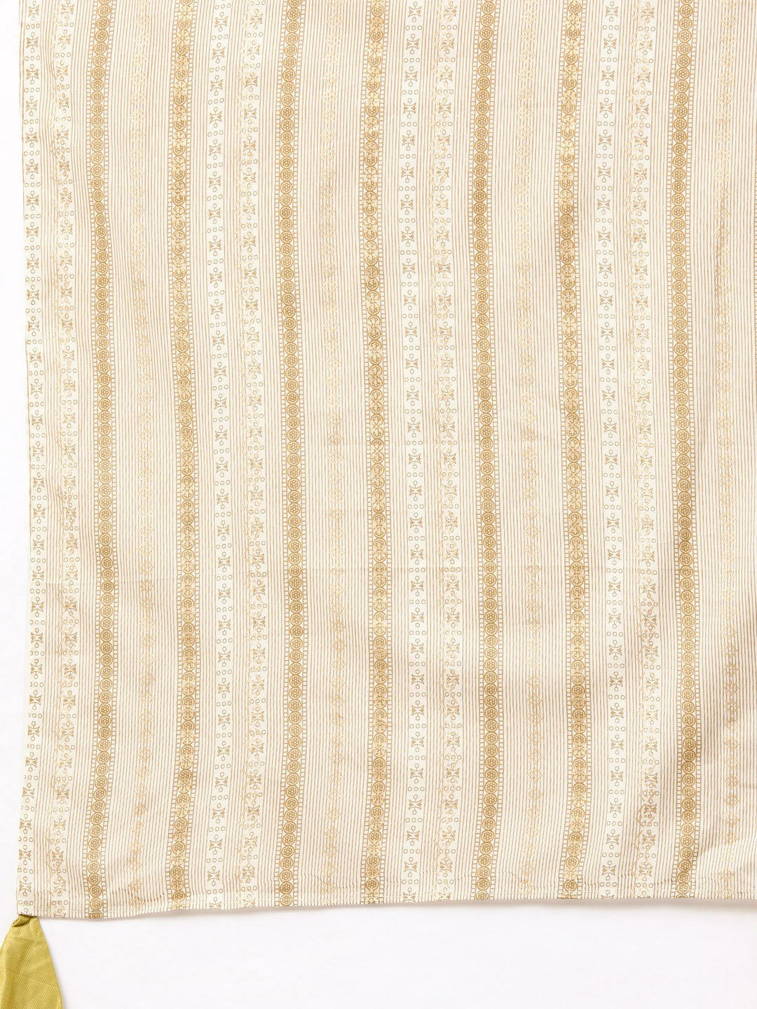 Indo Era Muted Dandelion Ethnic Stripes Keyhole Kurta Set with Stole