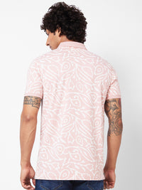 SPYKAR Abstract Printed Polo Collar Slim Fit T-shirt