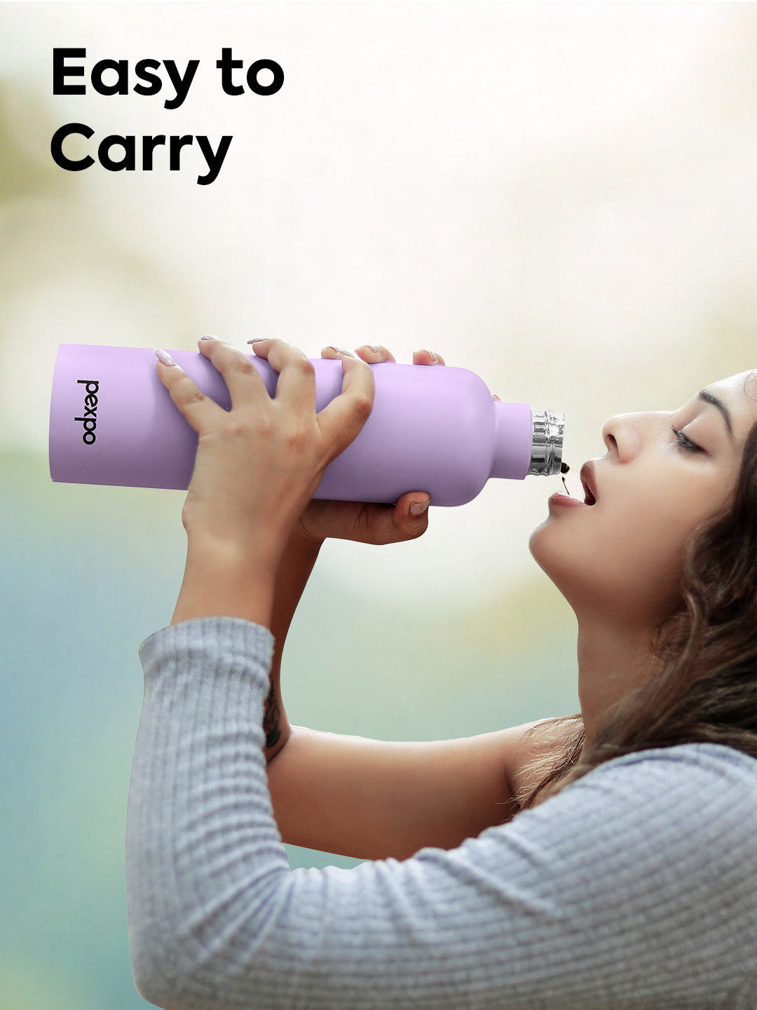 Pexpo Oreo Purple ISI Certified Thermosteel Hot and Cold Flask Water Bottle 980 ml