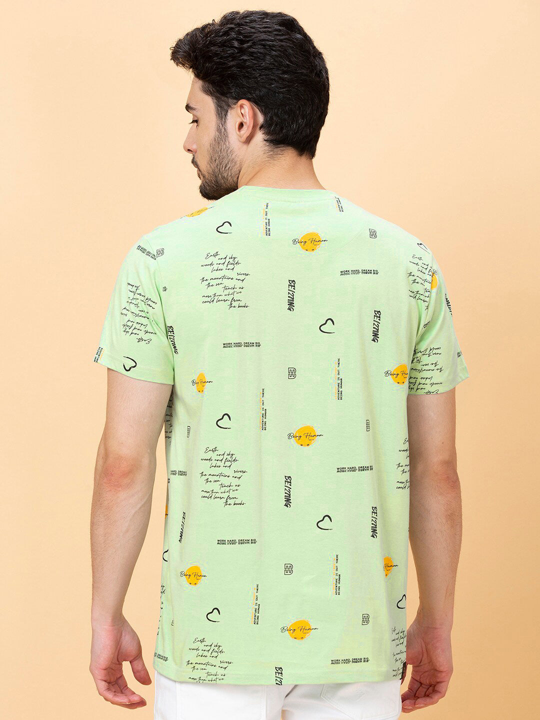 Being Human Conversational Printed Round Neck Short Sleeves Pure Cotton T-shirt