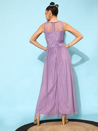 STREET 9 Women Elegant Lavender Solid Maxi Dress
