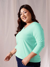 CURVY STREET Plus Size V-Neck Cotton T-shirt