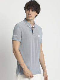 THE BEAR HOUSE Men Polo Collar Regular Fit Pure Cotton Solid T-shirt