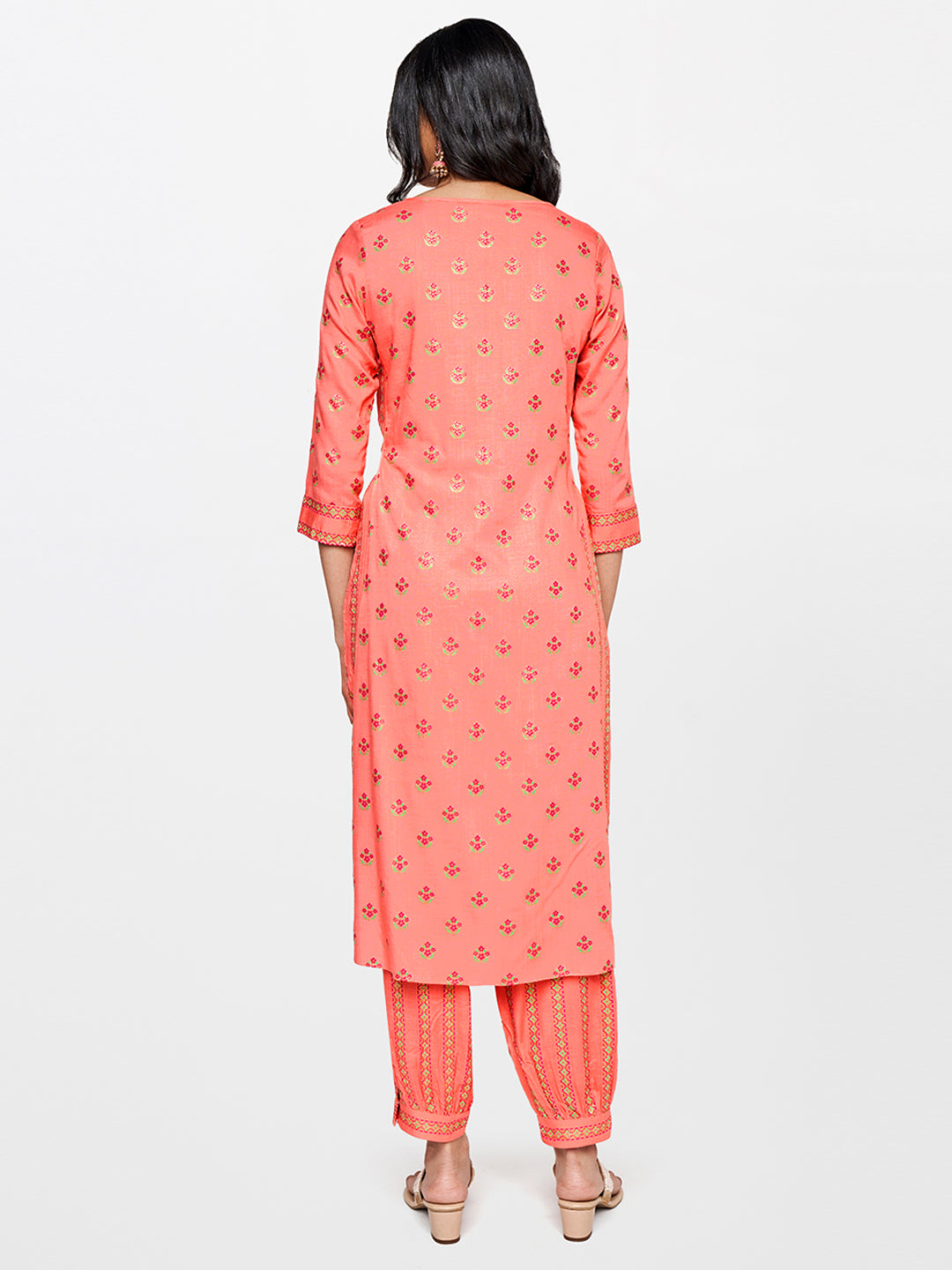 Global Desi Floral Printed Kurta with Dhoti Pant Set