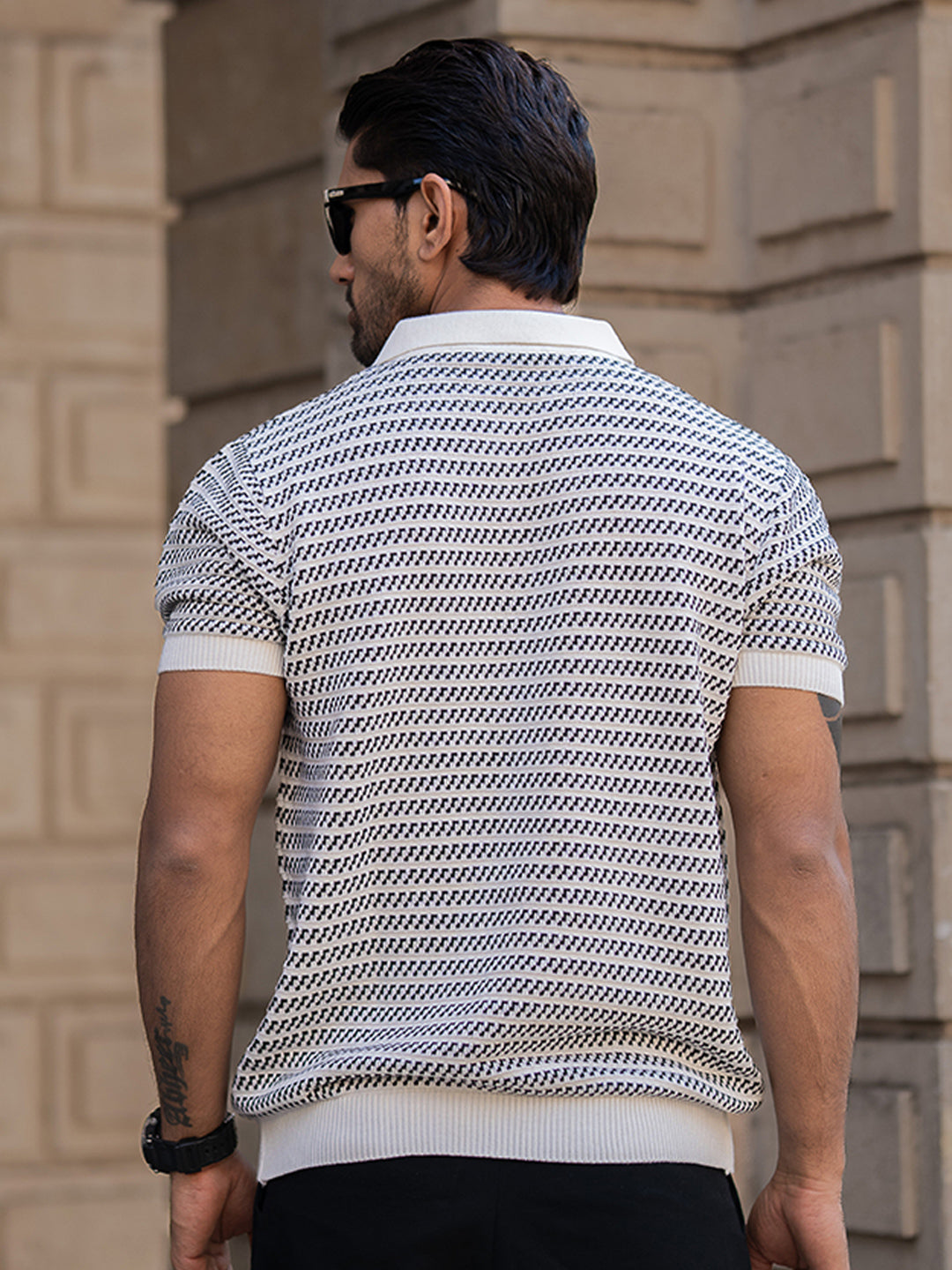 Powerlook Men Striped Polo Collar T-shirt