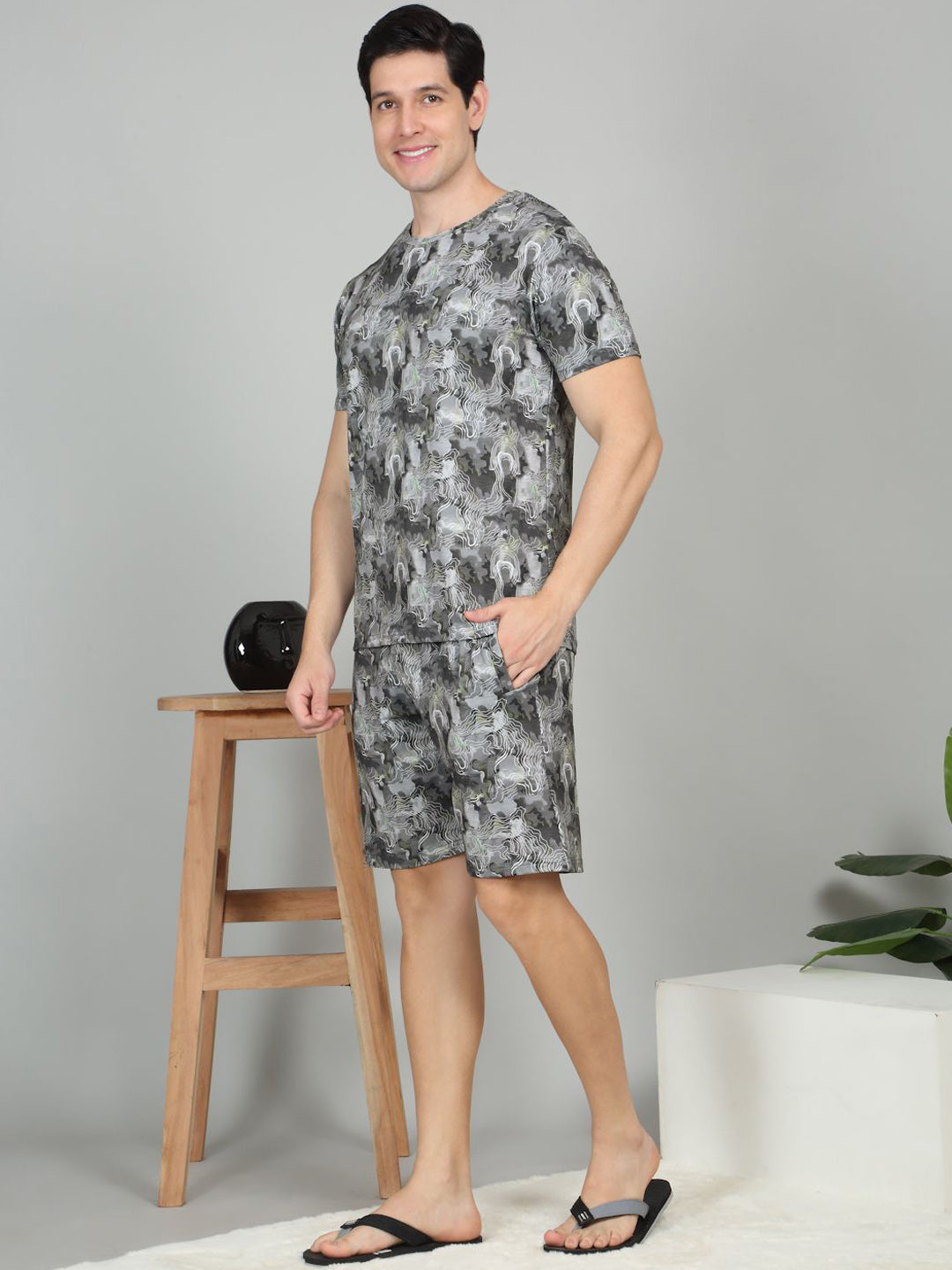 Sweet Dreams Printed Round Neck T-Shirt & Shorts