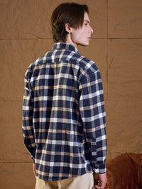 DENNISON Men Double Pocket Drop Shoulder Oversized Cotton Checked Shacket