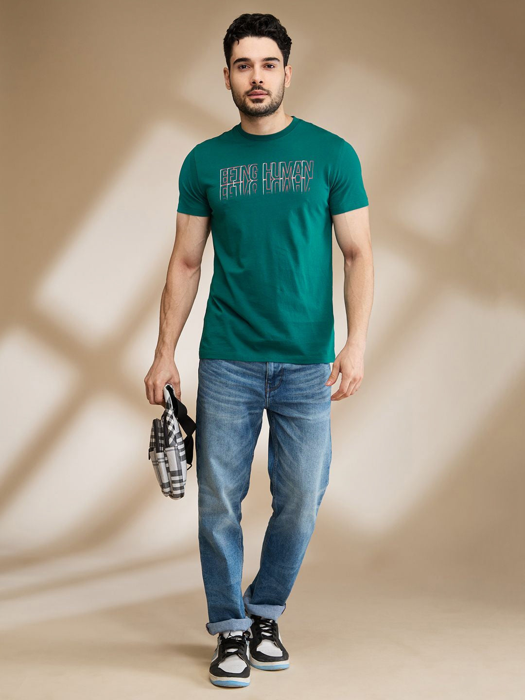 Being Human Men Typography Printed Applique T-shirt