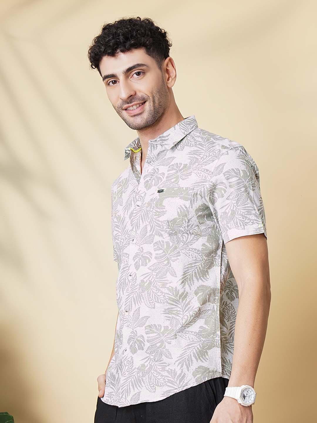 The Indian Garage Co Men Slim Fit Tropical Printed Resortwear Shirt
