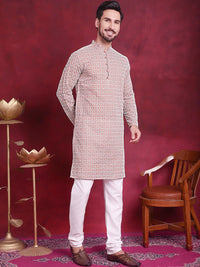 Jompers Geometric Embroidered Pure Cotton Chikankari Kurta