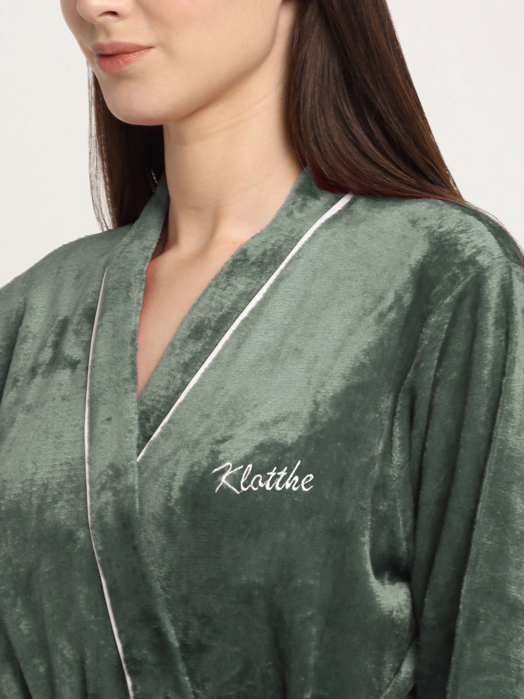 Klotthe Green Woolen Bath Robe With Belt