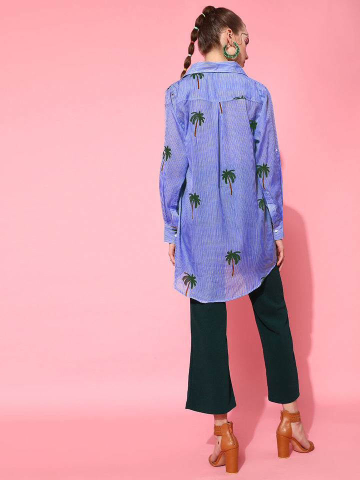 STREET 9 Women Blue Graphic Shirt