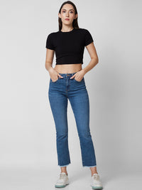 SPYKAR Women Bootcut Mid Rise Clean Look Light Fade Cropped Jeans