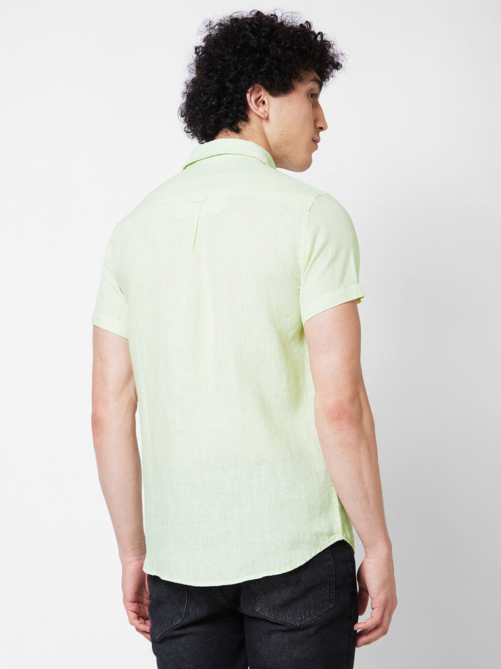 SPYKAR Spread Collar Short Sleeves Linen Casual Shirt