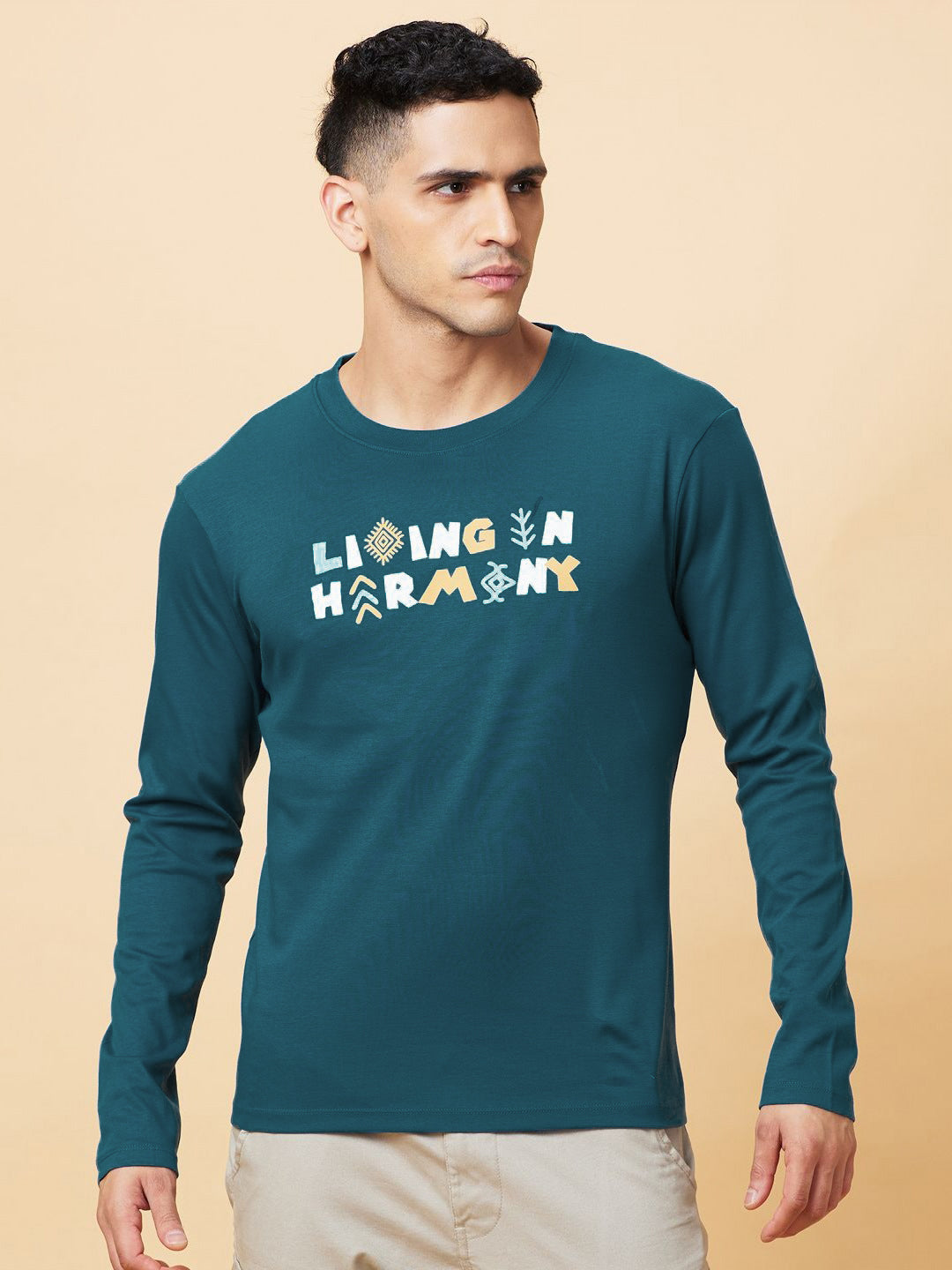 Being Human Pure Cotton Typography Printed Applique T-shirt