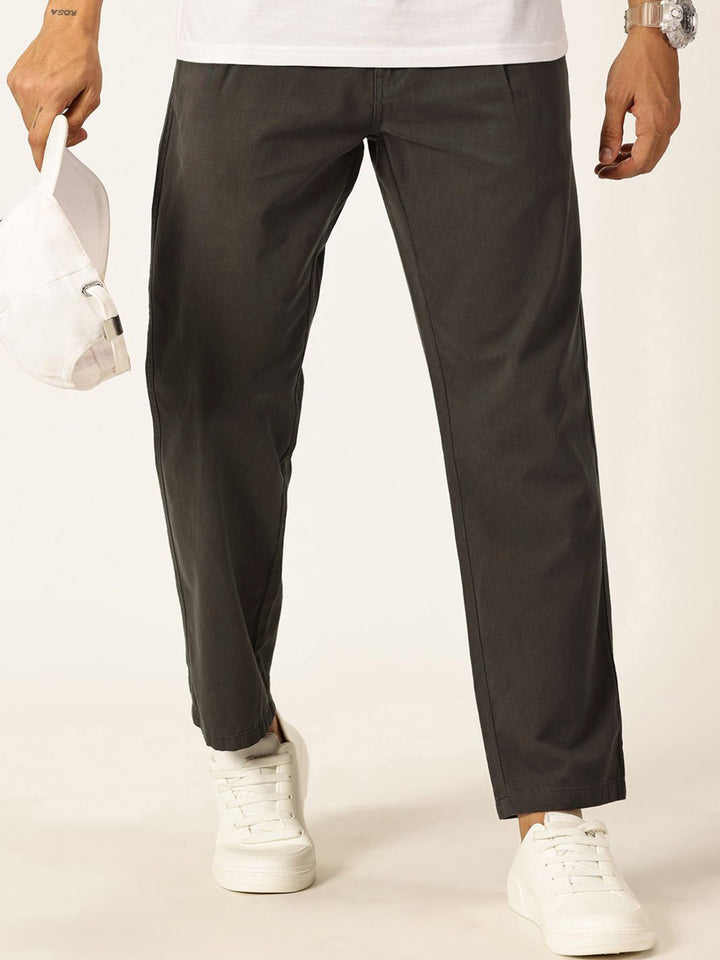 Thomas Scott Men Smart Straight Fit Mid-Rise Easy Wash Pure Cotton Chinos Trousers