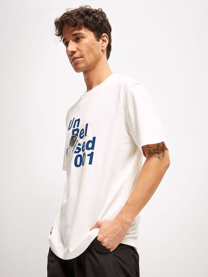 THE BEAR HOUSE Men Typography Printed Round Neck Cotton Oversized T-shirt