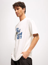 THE BEAR HOUSE Men Typography Printed Round Neck Cotton Oversized T-shirt