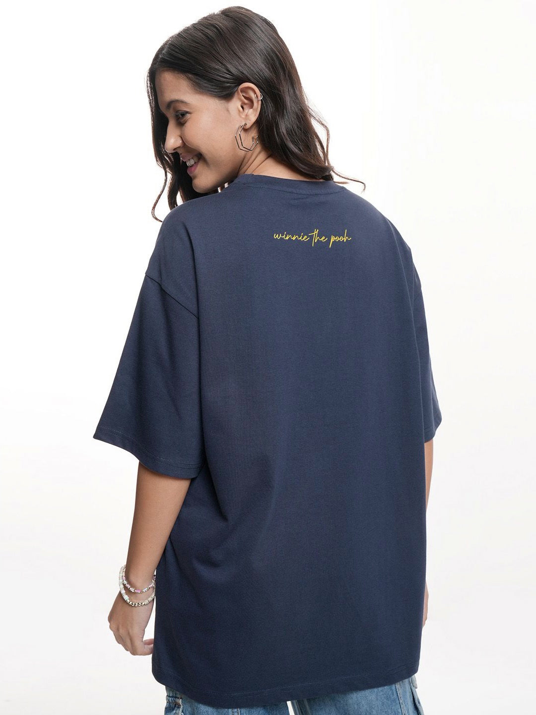 Tokyo Talkies Women Disney Winnie The Pooh Graphic Printed Oversized Cotton Tshirt