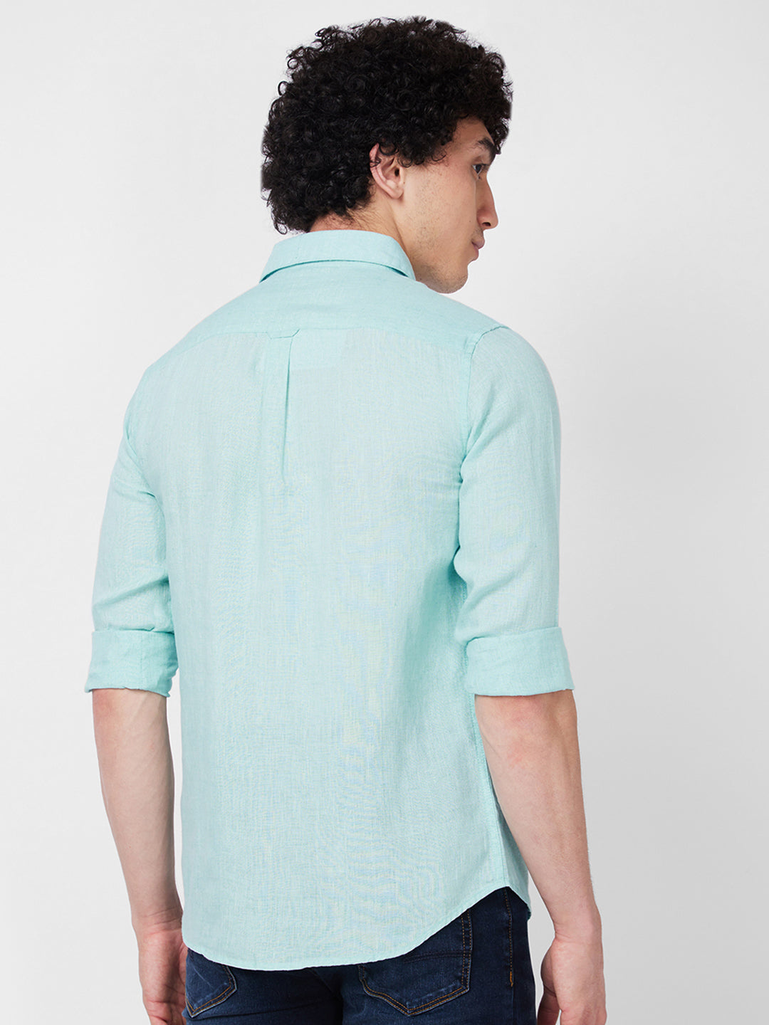 SPYKAR Spread Collar Linen Casual Shirt