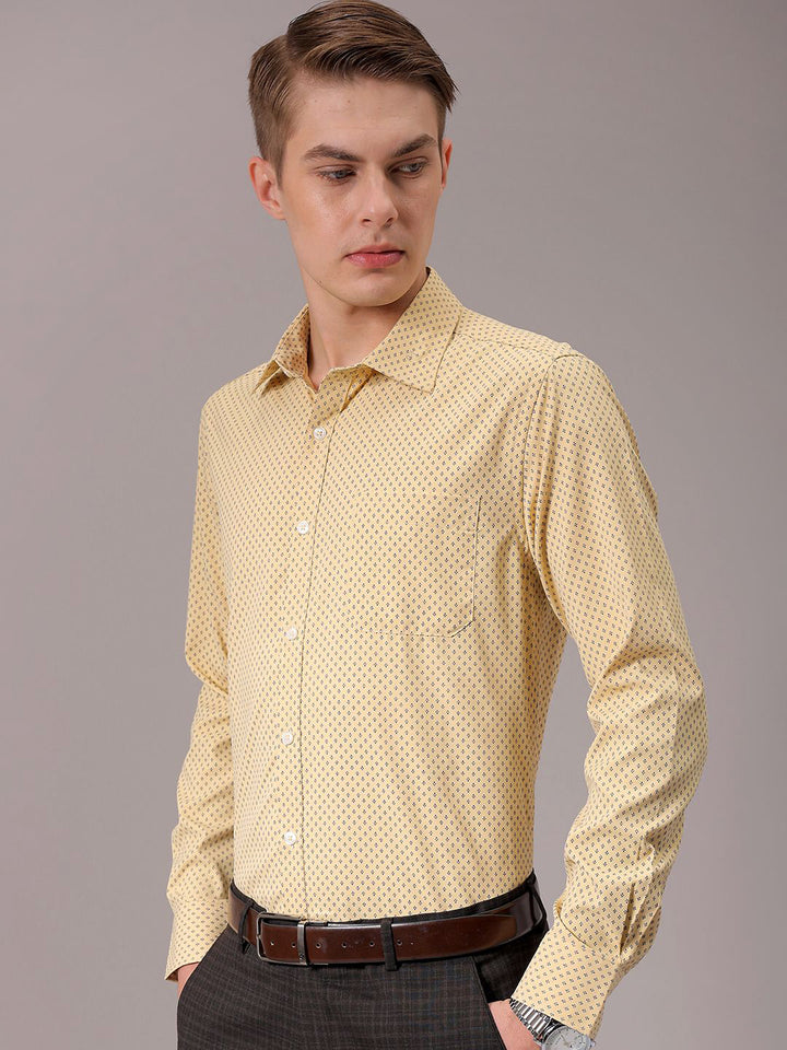 The Indian Garage Co. X Luxe Men Spread Collar Micro Ditsy Printed Slim Fit Formal Shirt