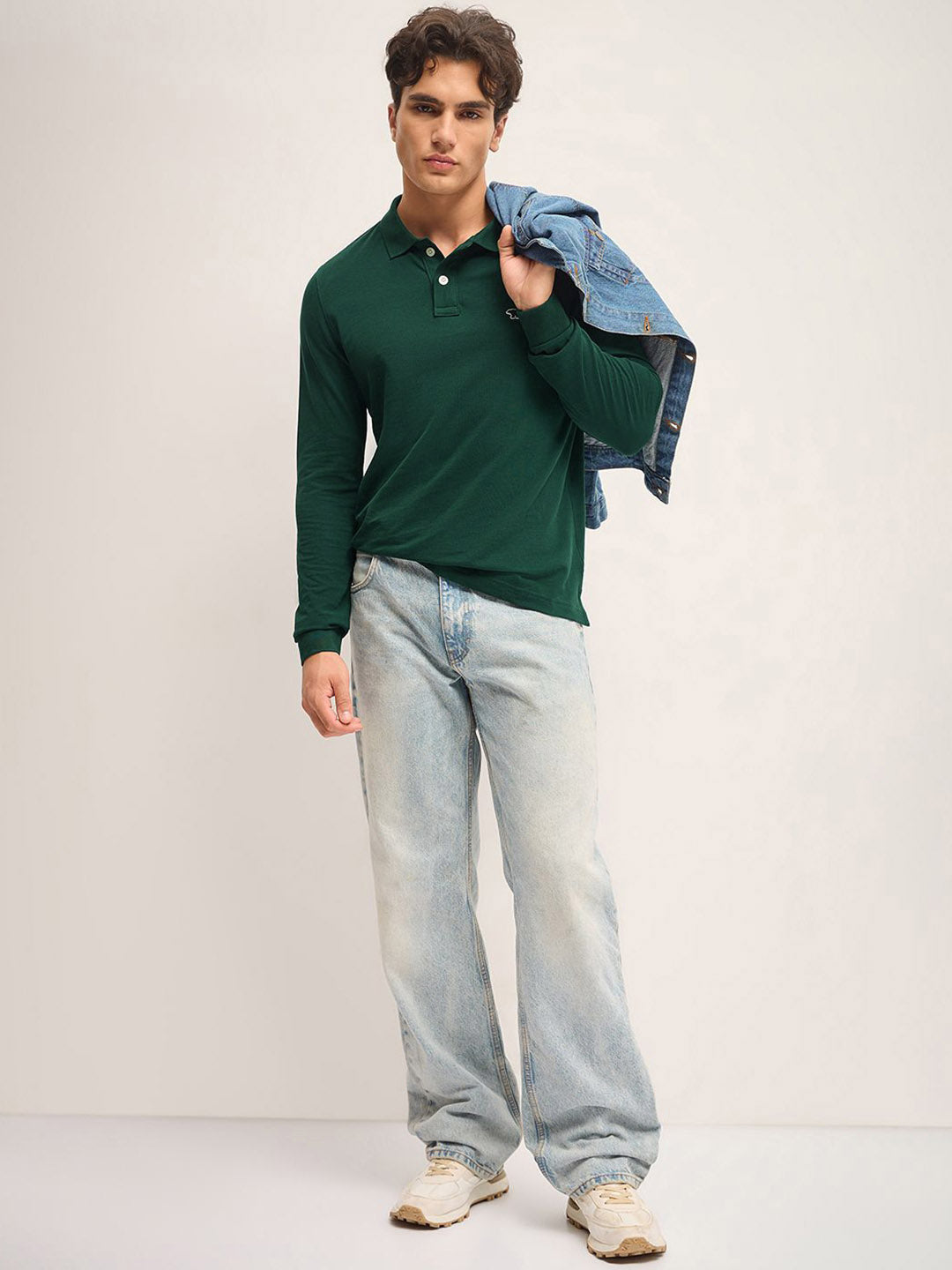 THE BEAR HOUSE Men Solid Polo Collar Cotton T-shirt