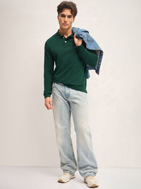 THE BEAR HOUSE Men Solid Polo Collar Cotton T-shirt