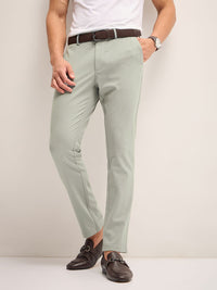 THE BEAR HOUSE Men Slim Fit Mid-Rise Flat-Front Trousers