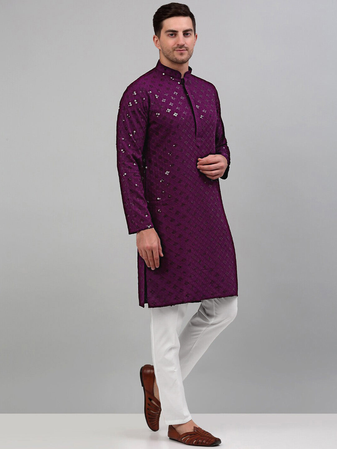 Jompers Sequined Embroidered Kurta with Pyjamas