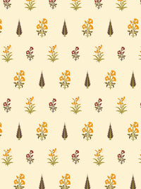 URBAN SPACE White & Yellow 5 Pieces Floral Printed Cotton Square Cushion Covers