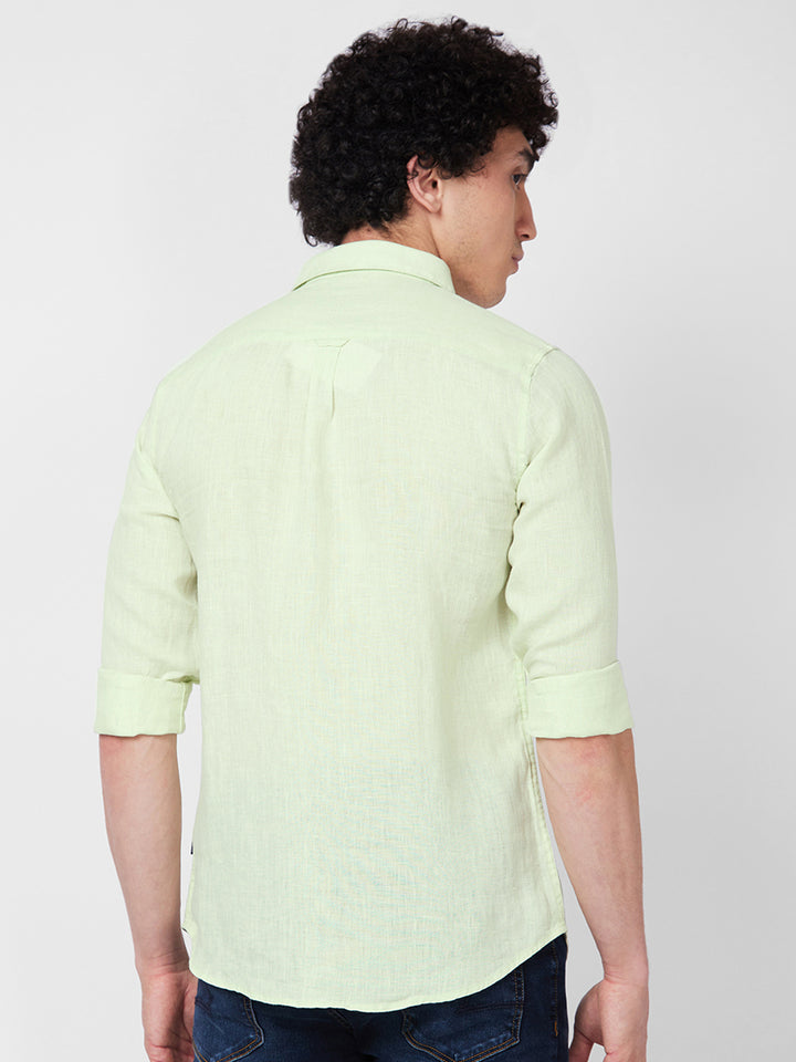 SPYKAR Spread Collar Linen Casual Shirt