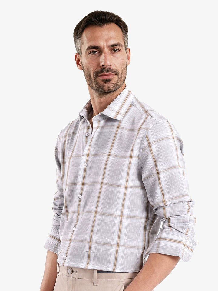 RARE RABBIT Men Comfort Spread Collar Checked Cotton Casual Shirt