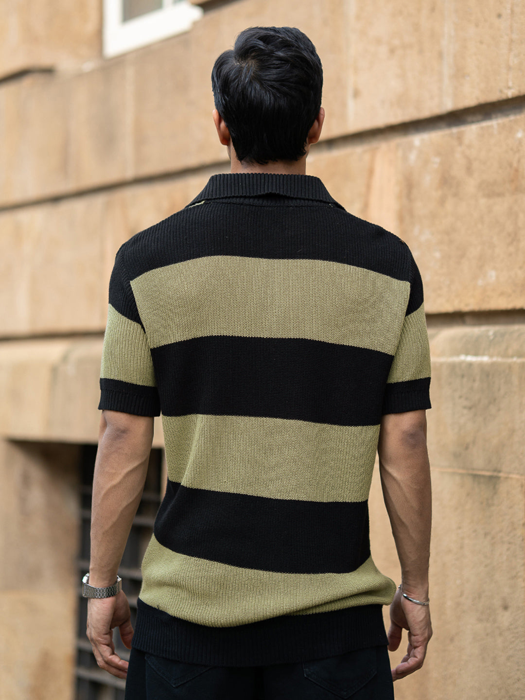 Powerlook Men Striped Polo Collar T-shirt