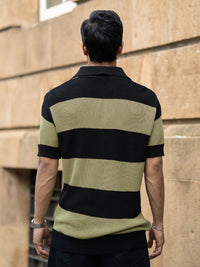 Powerlook Men Striped Polo Collar T-shirt